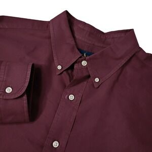 Polo Ralph Lauren Shirt Men 2XB Burgundy Red Long Sleeve Button Down Cotton Pony